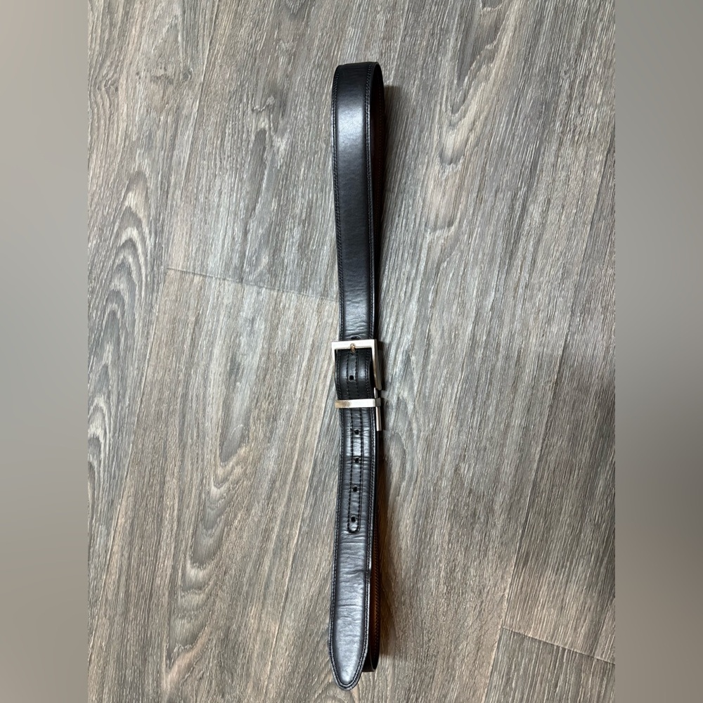 Black and Brown Reversible Leather Belt with Textured Finish